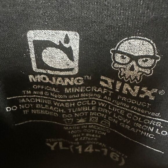 Mojang official Minecraft long sleeve YL 14-16 black euc Creepers gonna creep - Picture 3 of 5
